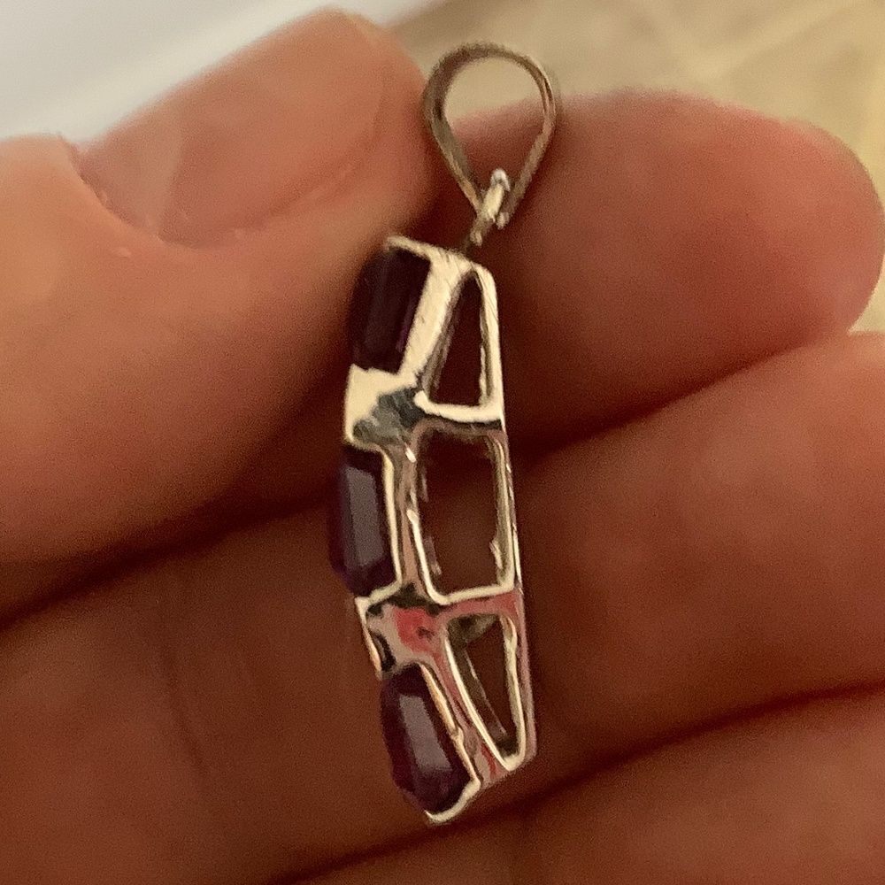 𝅺sterling SILVER AMETHYST/BLUE SAPPHIRE PENDANT​ - Picture 3 of 6
